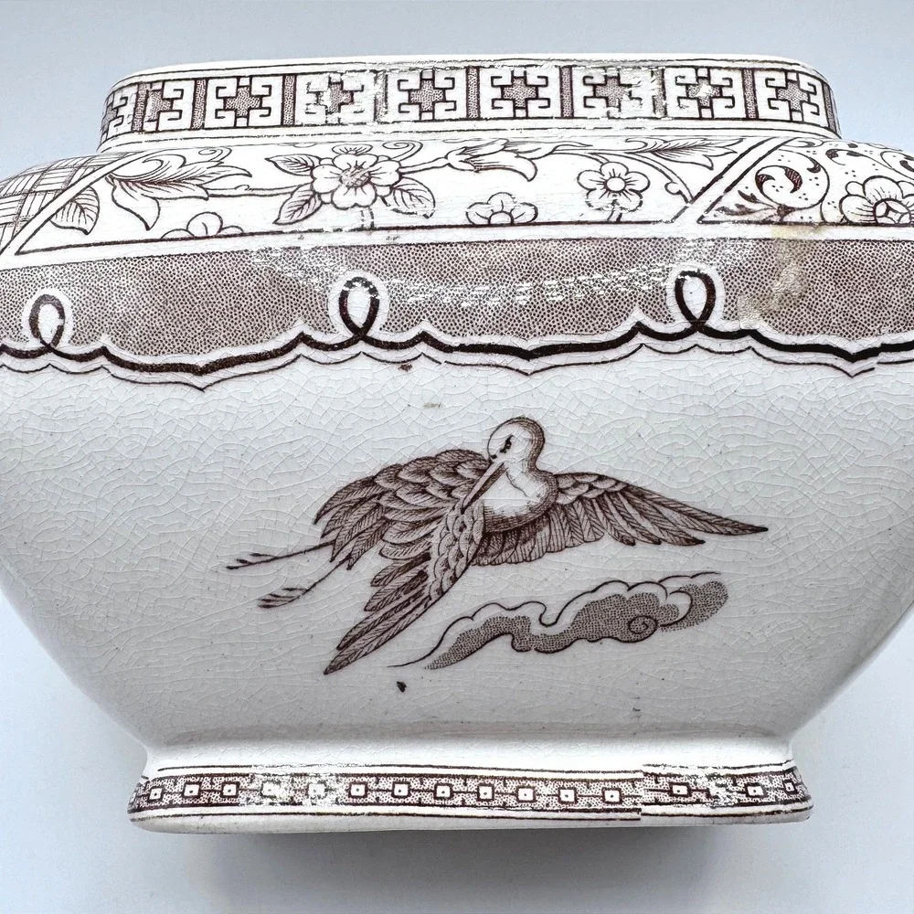 Antique Melbourne C & W‎ Late Mayers Ironstone Tureen Brown Transferware